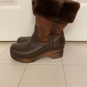 Frye Morgan Women’s 8.5 Shearling Wood Clog Boot